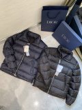 Dior Homme Classic Fashion Down Jacket Unisex Full jacquard Logo Hoodie Down Coats