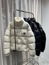 Moncler Classic Fashion Unisex Down Jacket Little Red Heart Logo Stand Collar Full Zip  Down Coats