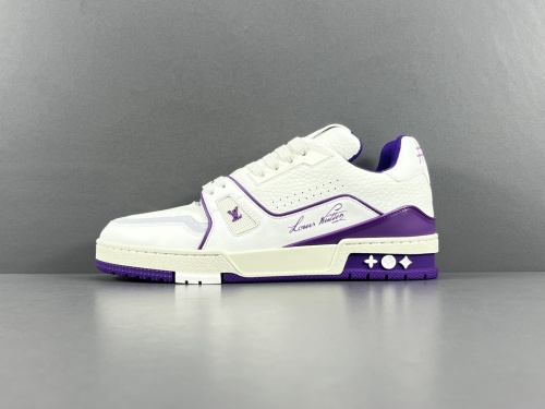 Louis Vuitton Trainer Fashion Low Casual Board Shoes Men Rendering Sneakers White Purple