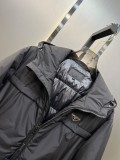 Prada Classic Fashion Windbreak Down Jacket Men Full Zip Hoodies Down Coat