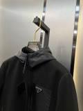 Prada Classic Fashion Sweater Down Jacket Men Full Zip Hoodies Down Coat