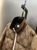 Gucci Classic Fashion Hoodie Down Jacket Men Full Logo Jacquard Zip Down Coat