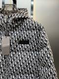 Dior Classic Men Full Logo Jacquard Fashion Down Jacket Zip Hoodie Down Jacket Coat
