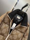 Gucci Classic Fashion Hoodie Down Jacket Men Full Logo Jacquard Zip Down Coat