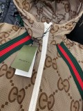 Gucci Classic Fashion Hoodie Down Jacket Unisex Full Logo Jacquard Zip Down Coat