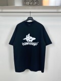 Balenciaga Folding Letters Print Logo Short Sleeve Unisex Casual Blue T-Shirts