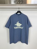 Balenciaga Folding Letters Print Logo Short Sleeve Unisex Casual Blue T-Shirts