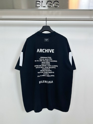 Archive x Balenciaga Embroidery Collaboration Style Short Sleeve Unisex Casual T-Shirts