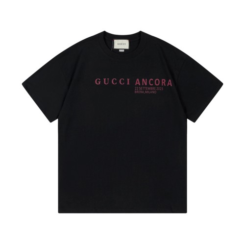 Gucci Letters Print Logo Short Sleeve Unisex Casual Cotton T-Shirts
