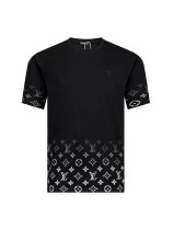 Louis Vuitton Embroidery Logo Short Sleeve Unisex Casual Gradient Cotton T-Shirts