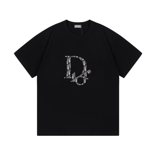 Dior Letter Logo Embroidery Short Sleeve Unisex Casual Street T-Shirts