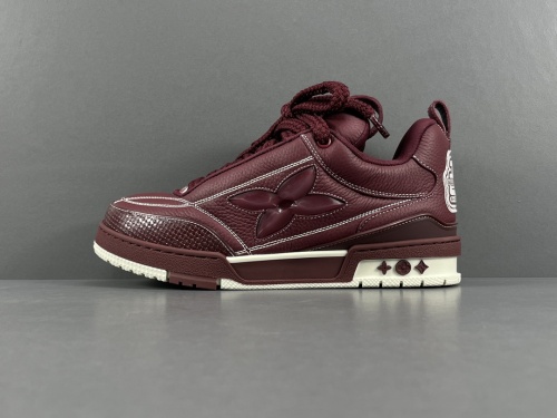 Louis Vuitton SKate Fashion Low Casual Board Shoes Men Rendering Sneakers Dark Red