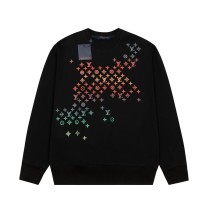 Louis Vuitton Embroidered Gradient Round Neck Pullover Unisex Sports Sweatshirts