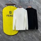 Fendi Classic Full Embroidered Logo Wool Blend Sweater Pullover Unisex Casual Half High Neck Sweater