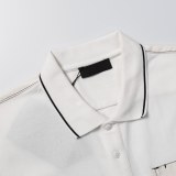 PRADA Pocket Letter Splicing Design Polo Collar Short Sleeve Men Elegant Simplicity Casual T-Shirts