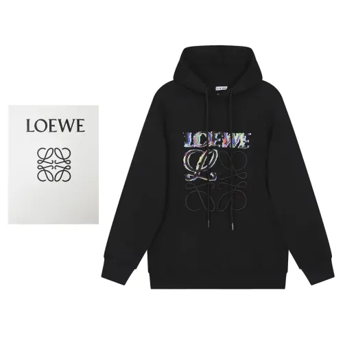 Loewe Unisex Classic Embroidered Letter Logo Pullover Casual Cotton Terry Hoodies Sweatshirts