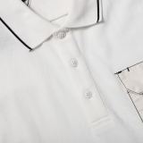 PRADA Pocket Letter Splicing Design Polo Collar Short Sleeve Men Elegant Simplicity Casual T-Shirts