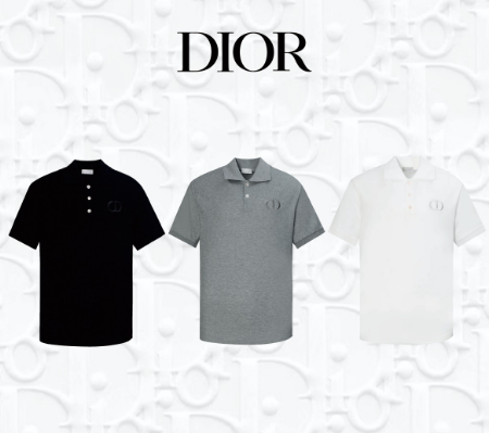 Dior CD Icon Logo Polo Collar Short Sleeve Men Elegant Simplicity  Casual T-Shirts