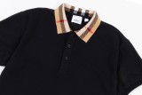 Burberry Classic Plaid Patchwork Woven Collar Polo Shirt Men TB Short Sleeve