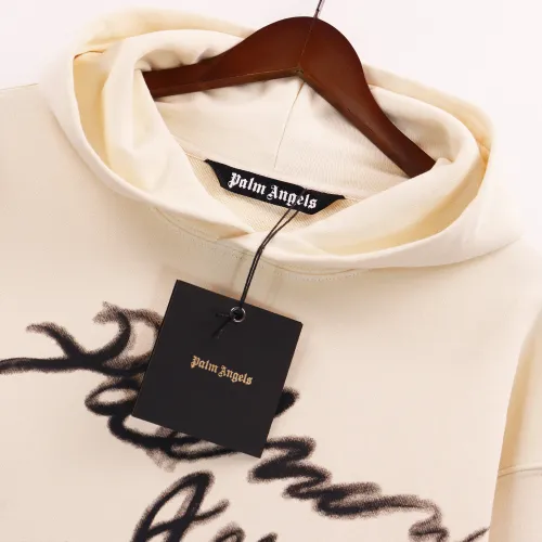 Palm Angels Smoke Effect Logo Letter Print Pullover Hoodie Unisex Casual Cotton Sweatshirt Apricot