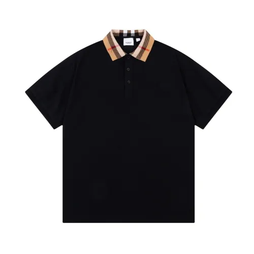 Burberry Classic Plaid Patchwork Woven Collar Polo Shirt Men TB Short Sleeve