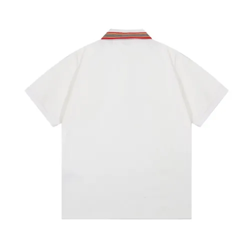Burberry Classic Red Striped Patchwork Woven Collar Polo Shirt Men TB Short Sleeve