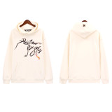 Palm Angels Smoke Effect Logo Letter Print Pullover Hoodie Unisex Casual Cotton Sweatshirt Apricot