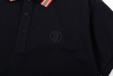 Burberry Classic Red Striped Patchwork Woven Collar Polo Shirt Men TB Short Sleeve