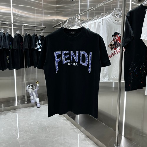 Fendi Personalized Letter Logo Print Short Sleeve Unisex Casual Cotton T-Shirts 4 Colour