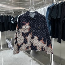 Louis Vuitton Men Denim Jacket Fashion Full Monogram Pattern Jackets