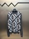 Fendi Classic Full Embroidered Logo Wool Blend Sweater Unisex Casual Grey Cashmere Sweater