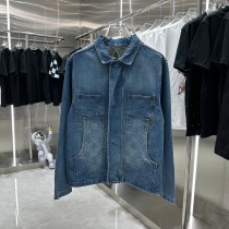 Louis Vuitton Men Denim Jacket Fashion Monogram Pattern Jackets