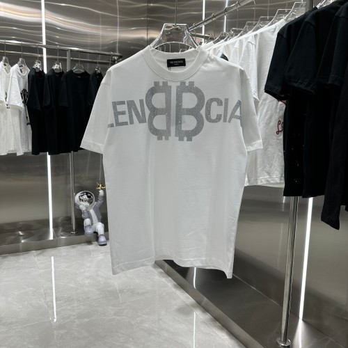 Balenciaga BB Hot Diamond Logo Short Sleeve Unisex Casual Cotton T-Shirts