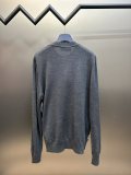 Fendi Classic Full Embroidered Logo Wool Blend Sweater Unisex Casual Grey Cashmere Sweater