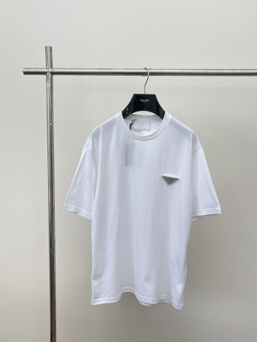 Prada Classic Hot Diamond Triangle Logo Short Sleeve Men Fashion Casual Slim Fit T-Shirts