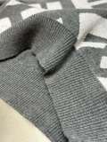 Fendi Classic Full Embroidered Logo Wool Blend Sweater Unisex Casual Grey Cashmere Sweater