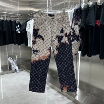 Louis Vuitton Men Denim Jeans Fashion Monogram Pattern Casual Pants