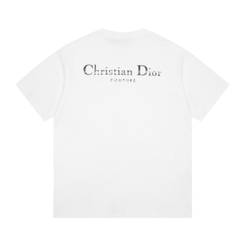 Dior Distressed Letter Logo Print Old Short Sleeve Unisex Casual Street T-Shirts