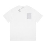 Loewe Pocket Dimensional Embroidered Short Sleeves Unisex Cotton Casual T-shirts