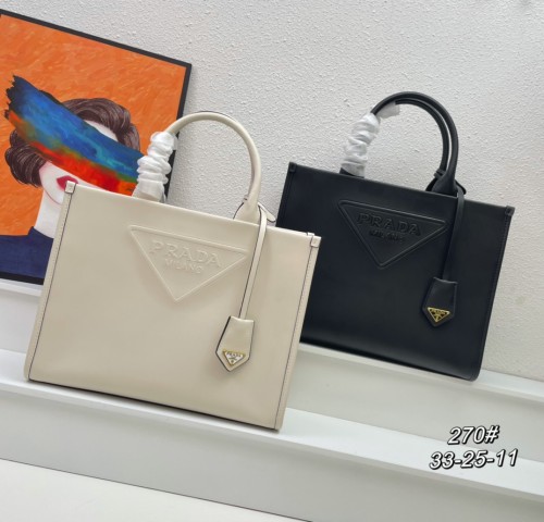 Prada Saffiano Cowhide Tote Bag Fashion Lichee Pattern Crossbody Bag Size:33*25*11CM