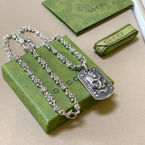 Gucci Anger Forest Double GG Chain Necklace Vintage Pendant Necklace