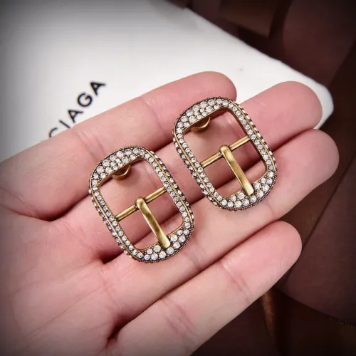 Balenciaga CAGOLE Insert Buckle Square Diamond Earrings Fashion Unique Design Earrings