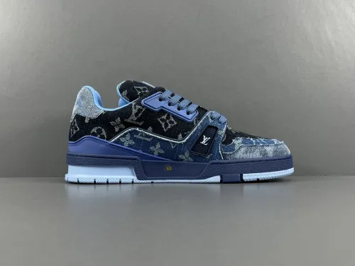 Louis Vuitton Trainer Fashion Low Casual Board Shoes Unisex Rendering Sneakers Blue