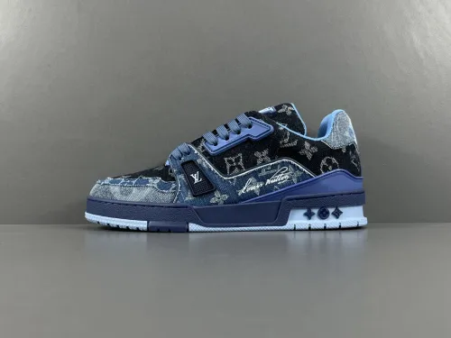 Louis Vuitton Trainer Fashion Low Casual Board Shoes Unisex Rendering Sneakers Blue