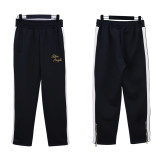 Palm Angels Gold Embroidered Logo Striped Zip Casual Sweatpants Men Casual Street Sports Pants