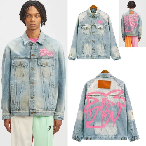 Palm Angels Unisex Embroidery Logo Street Denim Jacket
