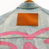 Palm Angels Unisex Embroidery Logo Street Denim Jacket