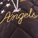 PALM ANGELS VILLE LUMIÈRE RUE DE SAINT-HONORÉ 217 Men Black Blazer Silver Palm Tree Embroidery Logo Cotton-Padded Sports Jacket