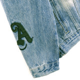 Palm Angels Embroidery Logo Washed Old Denim Jacket