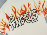 Palm Angels Classic Flame Graffiti Logo Short Sleeve Unisex Casual Cotton I-Shirt